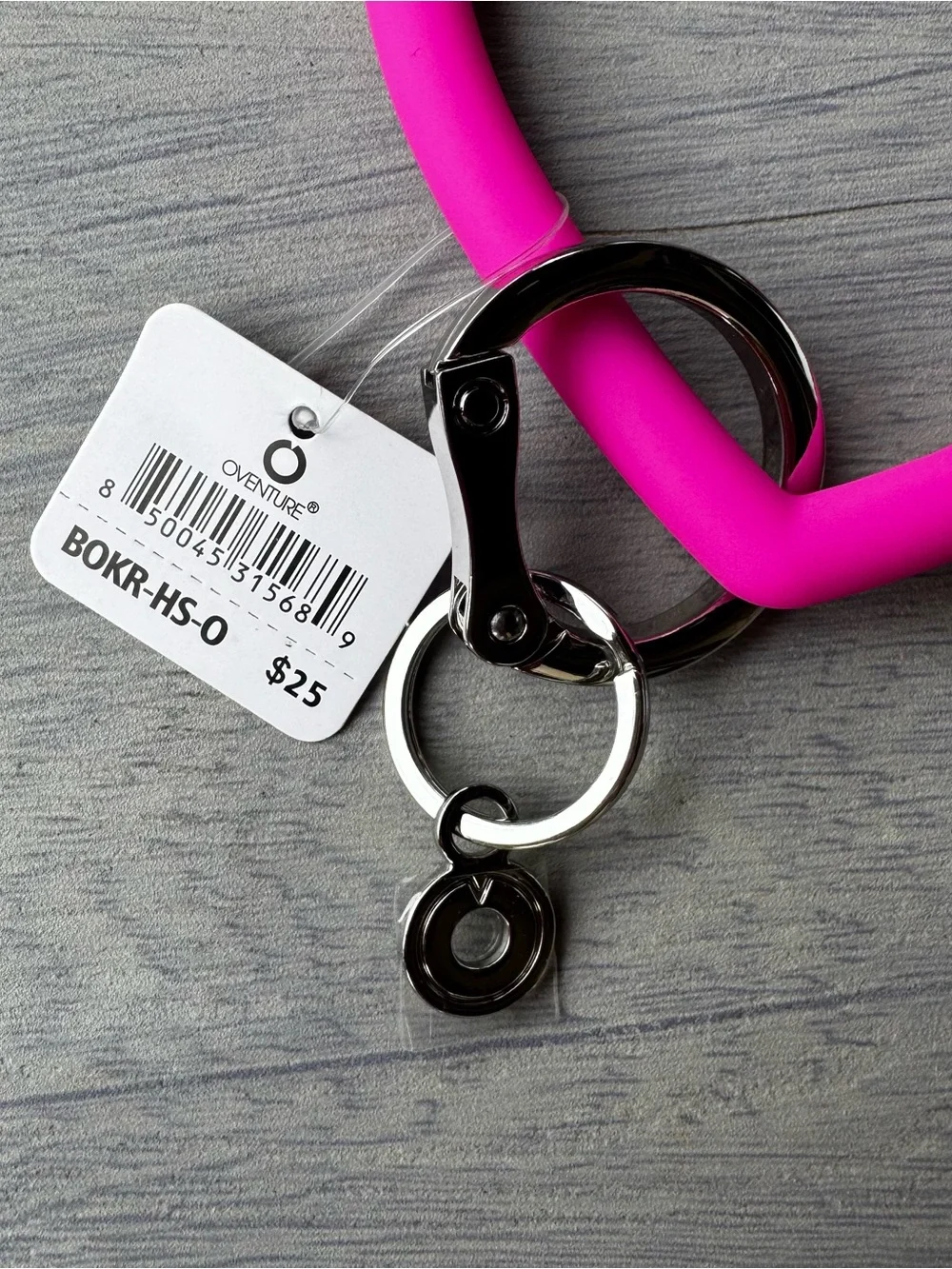 Heart-Shaped Pink Silicone Key Ring Wristlet by VENTURE - Picture 2 of 4